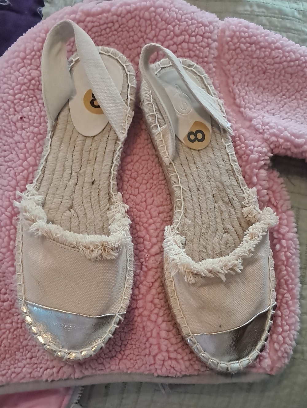 Women's Beige Espadrille Slingback Sandals with Metallic Toe